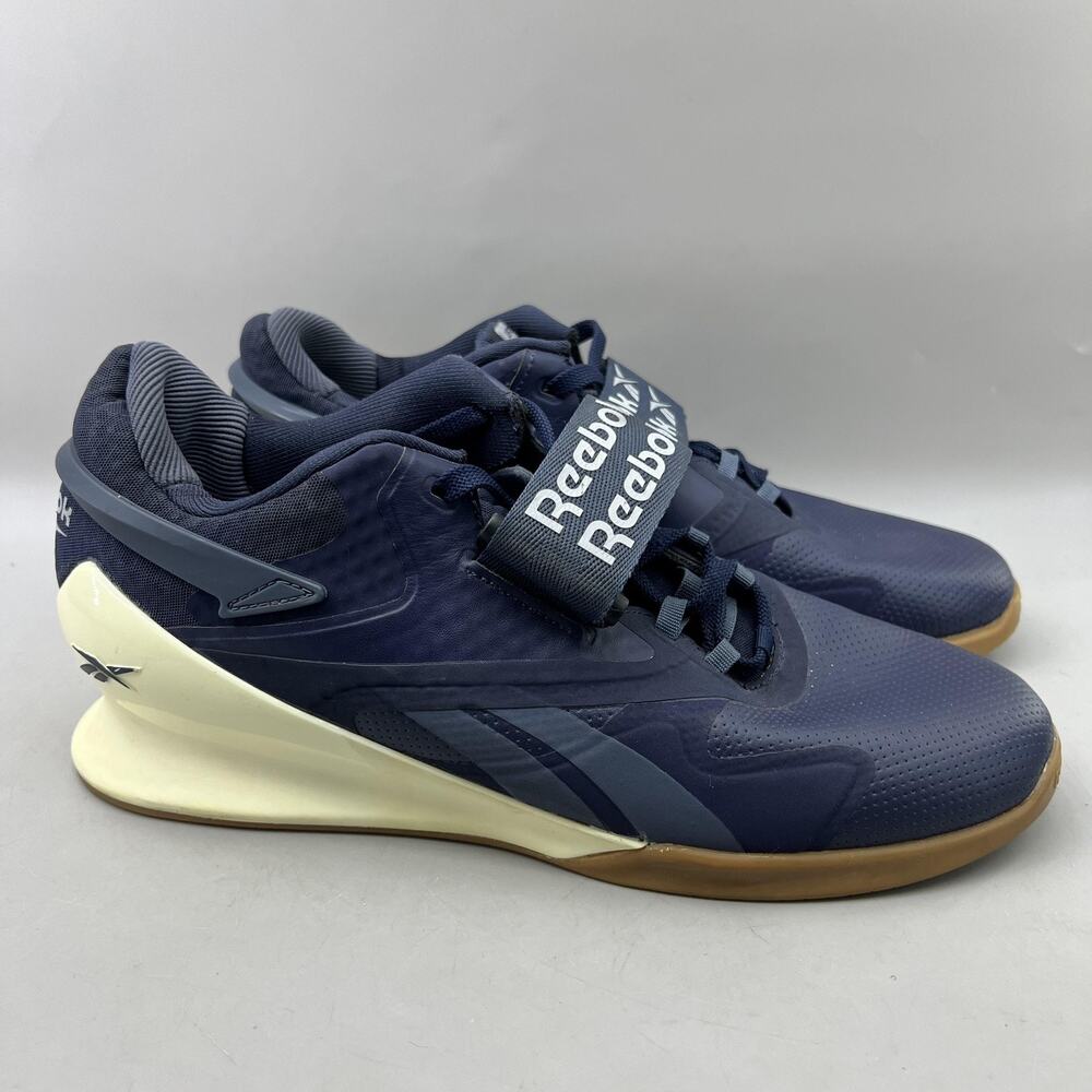 Reebok Legacy Lifter 2 Weightlifting Shoes Men Size 10 Blue Strap Gym Sneakers
